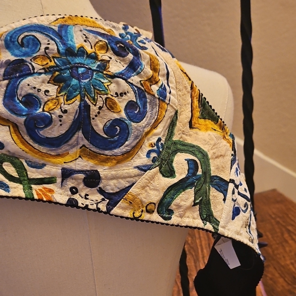 Dolce & GabbanaMajolica Multicolor Patterned Crop Top - Picture 9 of 14